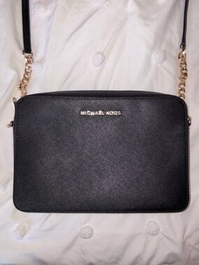 Michael Kors Black Crossbody with Gold Chain Strap